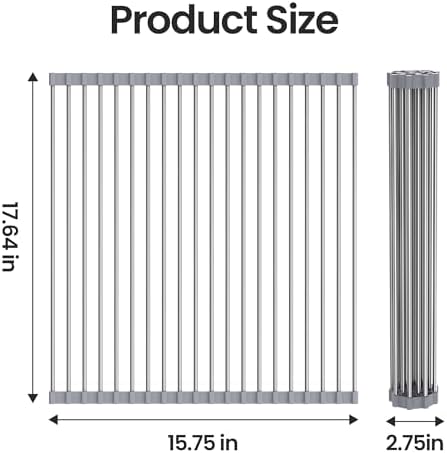 Roll Up Over Dish Rack 17.7”Lx15.5”W, Kitchen Drainer Rack - Image 6