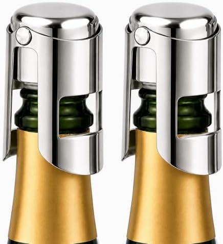2 Pack Champagne Stoppers, Stainless Steel Sparkling Wine Sealer by Unknown