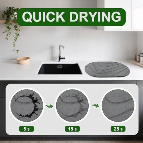 24"x16" Large Stone Drying Mat, Oval Diatomaceous Earth Dish Mat - Image 4