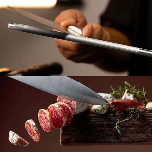 Knife Sharpener Rod, 13 Inch Carbon Steel Honing Rod - Image 5