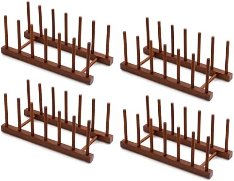HBlife 4 Packs Teak Wooden Dish Drying Rack Kitchen Plate Organizer Holder by HBlife