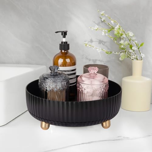 360 Rotating Makeup Perfume Organizer Skincare Tray, Large Black - Image 3