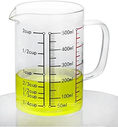 QWORK Glass Measuring Cup, 2 Pack 500ML, High Borosilicate Glass Scale Cup - Image 5