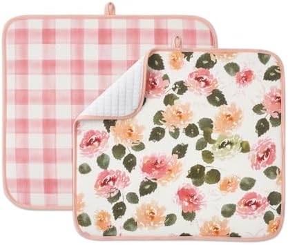 FRESHMINT Dish Drying Mats 2 Pack, Cottage Floral by FRESHMINT