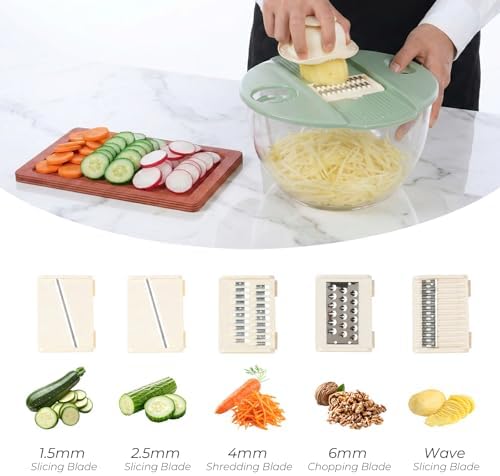 Salad Spinner Large with 5-Blade Slicer & Egg Yolk Strainer - Image 6