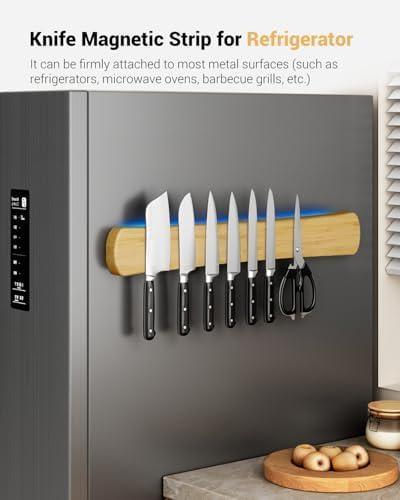 Magnetic Knife Holder, 24 Inch Bamboo Wood Knife Strip - Image 5