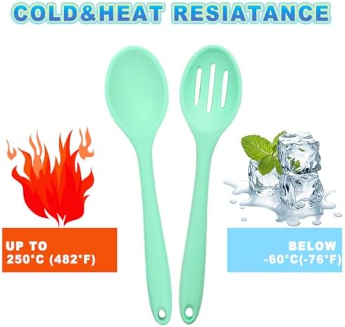 8 Pcs Heat Resistant Non Stick Silicone Serving Spoons Set -Ideal - Image 3