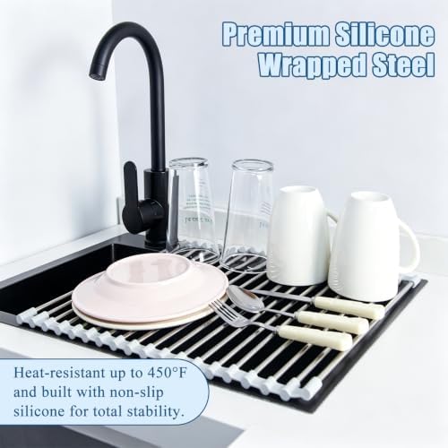 Roll Up Dish Drying Rack Over Sink, Use 304 Stainless Steel, 17.7"x15.7" - Image 4