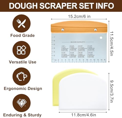 Versatile Bench Scraper with Wood Handle, Premium Stainless Steel Dough Scraper - Image 5