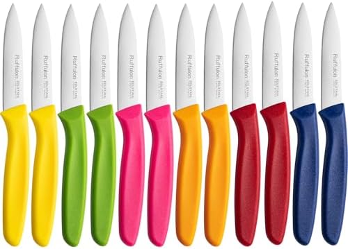 Paring & Fruit Knives Set of 12, Stainless Steel Sharp Blades by RUFFULON