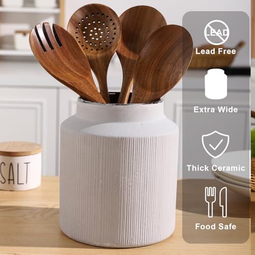 Farmhouse Ceramic Farmhouse Kitchen Utensil Holder - Image 4