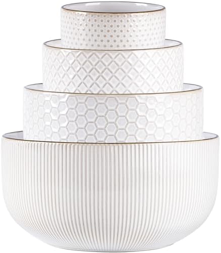 GBhome Ceramic Mixing Bowls Set of 4, Stoneware Nesting Serving Bowls by GBhome