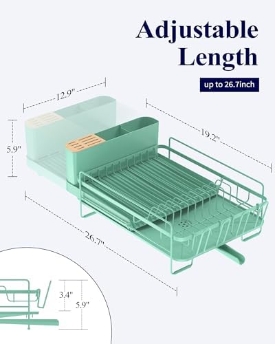 Kitsure Extendable Dish Drying Rack, 19.2"-26.7" L x 12.9" W - Image 2