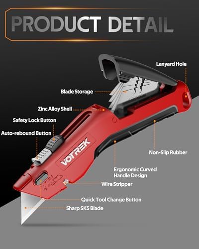 VOTREK® 2-Pack Box Cutter Utility Knife, Retractable Box Cutter, Heavy Duty - Image 4