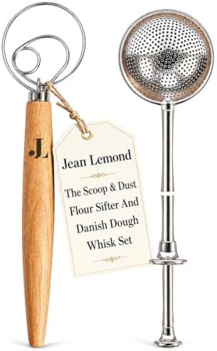 The Danish Dough Whisk & Scoop & Dust Flour Sifter Duster Set by JeanLemond