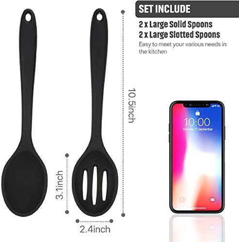 Boao 4 Pcs Silicone Cooking Spoons 10.6 Inch Slotted Nonstick - Image 2