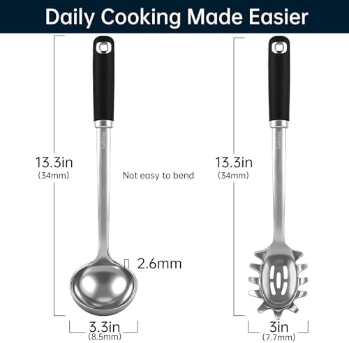 Safring Stainless Steel Soup Ladle and Spaghetti Spoon Set, Heat Resistant - Image 2
