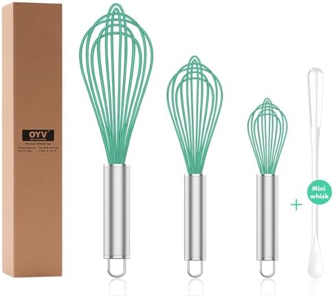 OYV Teal Silicone Whisk Set of 3, 8/10/12 Inch, Non-Scratch by OYV