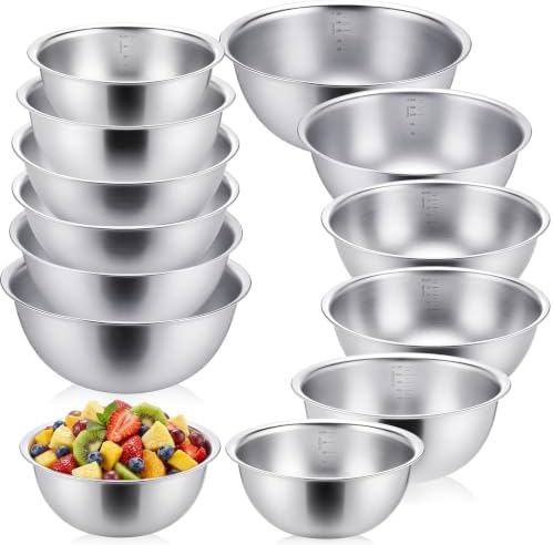 6 Pcs Stainless Steel Nesting Mixing Bowls Set 6 Sizes 0.5qt‑5qt by Ferrochef