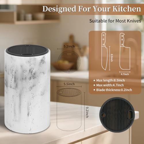 Knife Block Without Knives, Travertine Stone Look, Round Universal Knife Holder - Image 6