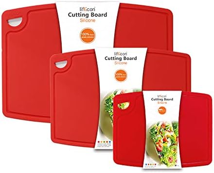Liflicon Silicone Thick Cutting Boards Mats Set of 3pcs Foldable & Flexible by Lifeisfullofsurprises