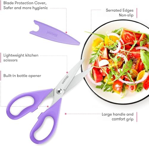 iBayam Pastel Kitchen Scissors All Purpose Heavy Duty & Cover - Image 2