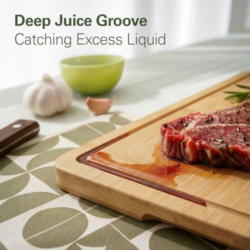 Zarler Bamboo Cutting Boards for Kitchen, 4 Piece Durable Wood Cutting Board - Image 3