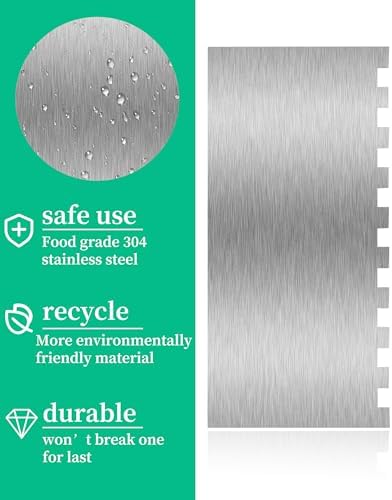 3 Pcs Metal Cake Scraper Smoother Cake Decorating Supplies Kit, 8.6 Inch - Image 2