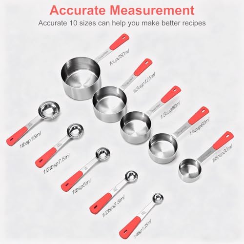 Bopei 10-Pcs Stainless Steel Measuring Cups & Spoons Set - Image 2