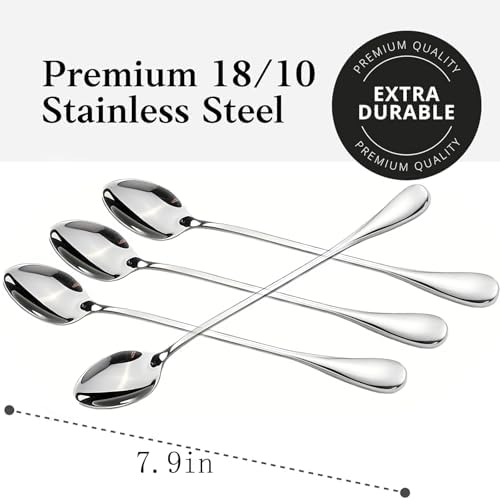 Long Handle Iced Tea Spoons, 7.9" 18/10 Stainless Steel Cocktail Stirring Spoons - Image 2