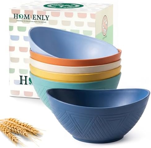 Homienly Wheat Straw Bowls 26 OZ Oval Serving Bowls 6 PCS Unbreakable Plastic by HOMIENLY