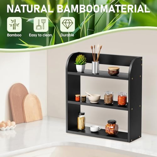 ROMGUAR CRAFT 3 Tier Bamboo Spice Rack, Countertop or Wall Mounting - Image 5