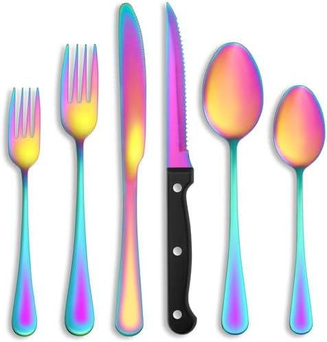 36 Pcs Rainbow Silverware Set by MUTNITT