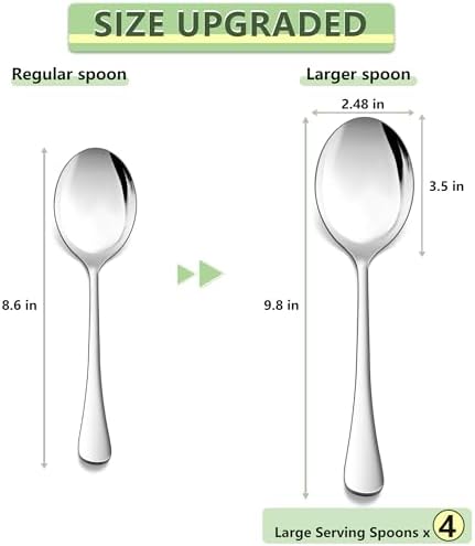 E-far Large Serving Spoons Set of 4, Stainless Steel Serving Utensils Set - Image 2