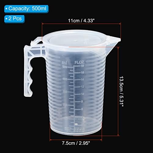 PATIKIL Graduated Beaker, 2 Pack 500ml PP Plastic Liquid Measuring Cup Double - Image 2