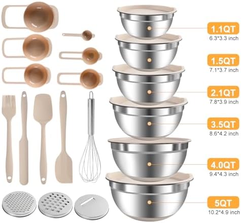 Mixing Bowls with Airtight Lids Set, Non-Slip Silicone Bottoms - Image 2