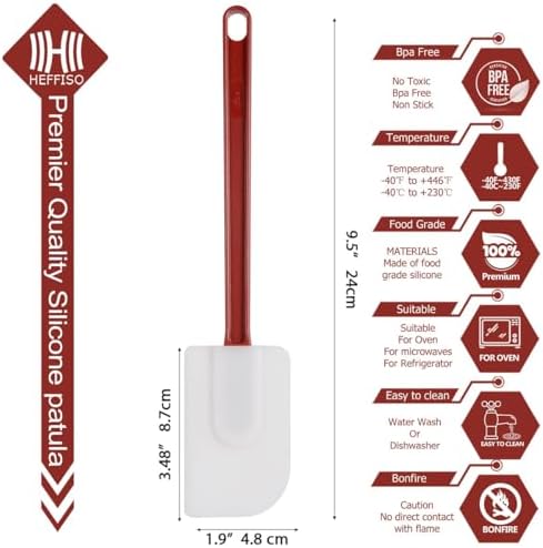 6 Pcs Commerical Rubber Spatula, 9.5-Inch Silicone Rubber Spatula Set High Heat - Image 5