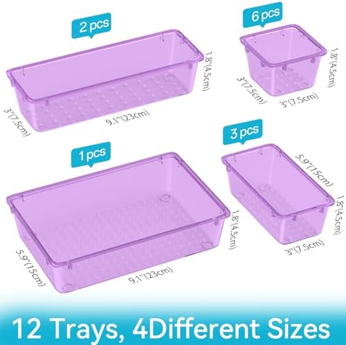 12 PCS Drawer Organizer Set, Makeup Organizers, Tool Storage Trays - Image 2