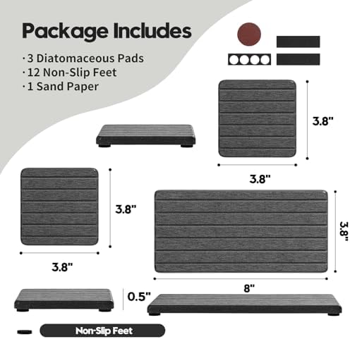 3 Pack Diatomite Stone Sink Tray, Water Absorbing Mat - Image 2