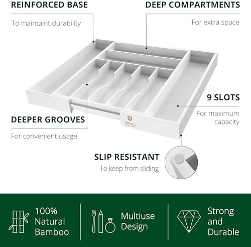 ROYAL CRAFT WOOD Luxury Bamboo Kitchen Drawer Organizer - Image 3