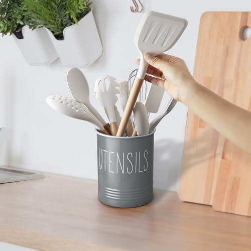 Bivvclaz Gray Kitchen Utensil Holder, 6.7" Utensil Holder - Image 7
