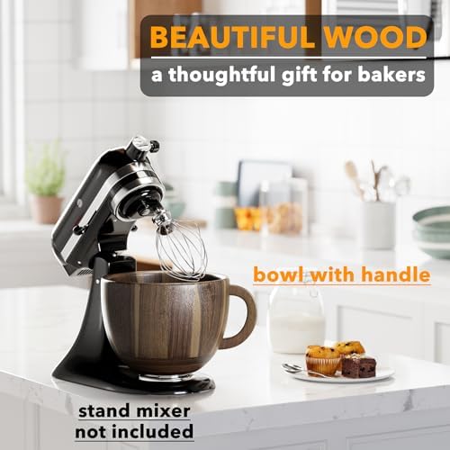 SpaceAid Wooden Bowl with Handle, Kitchen Space Aid Acacia Wood Mixing Bowls - Image 4