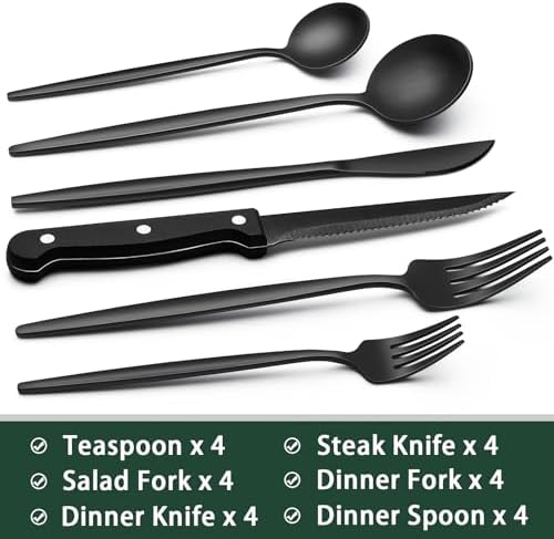 EWFEN 24-Piece Black Silverware Set - Image 2