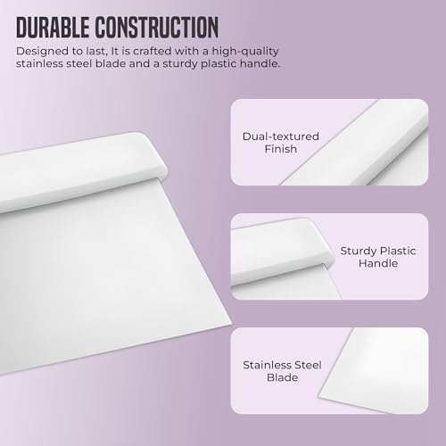OCS Parts 6-Inch Stainless Steel Dough Cutter Bench Scraper | White Handle - Image 4