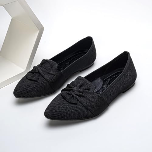 HONHOLD Women's Pointed Toe Flats Breathable Knit Ballet Flats - Image 6