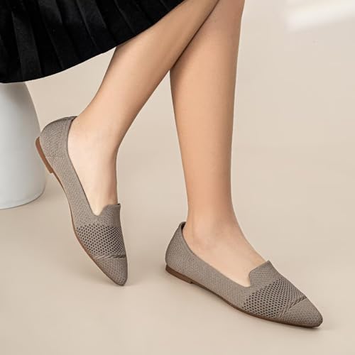 HONHOLD Women's Pointed Toe Flats Breathable Knit Ballet Flats - Image 2