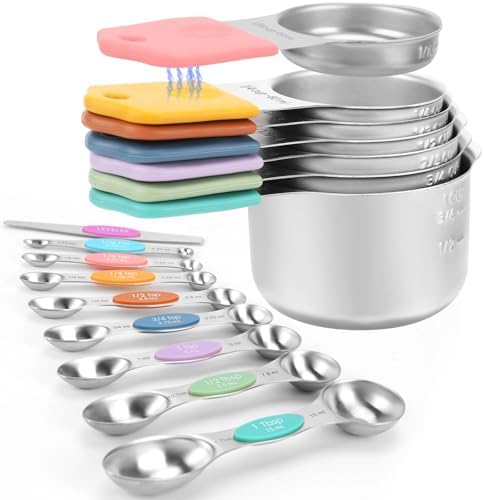 Magnetic Measuring Cups and Spoons Set-Heavy Duty 304 Stainless Steel by HOUJIP