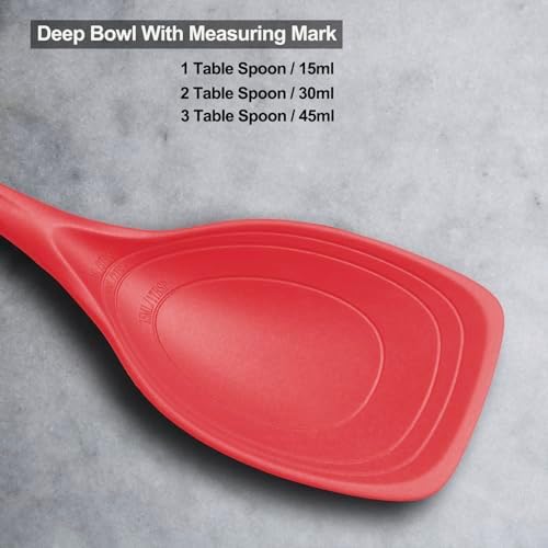 Vovoly Large Silicone Cooking Spoon Set, Deep bowl & Measurement Mark - Image 3