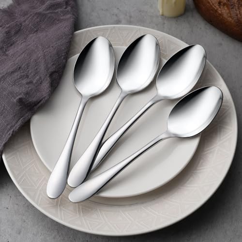 Stainless Steel Serving Spoons, E-far 4-Piece Metal Solid Spoons Hostess - Image 2