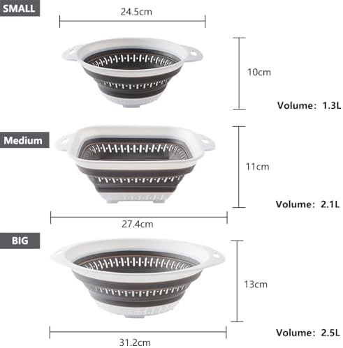 2Pcs Collapsible Square Silicone Colander Strainer - Image 3